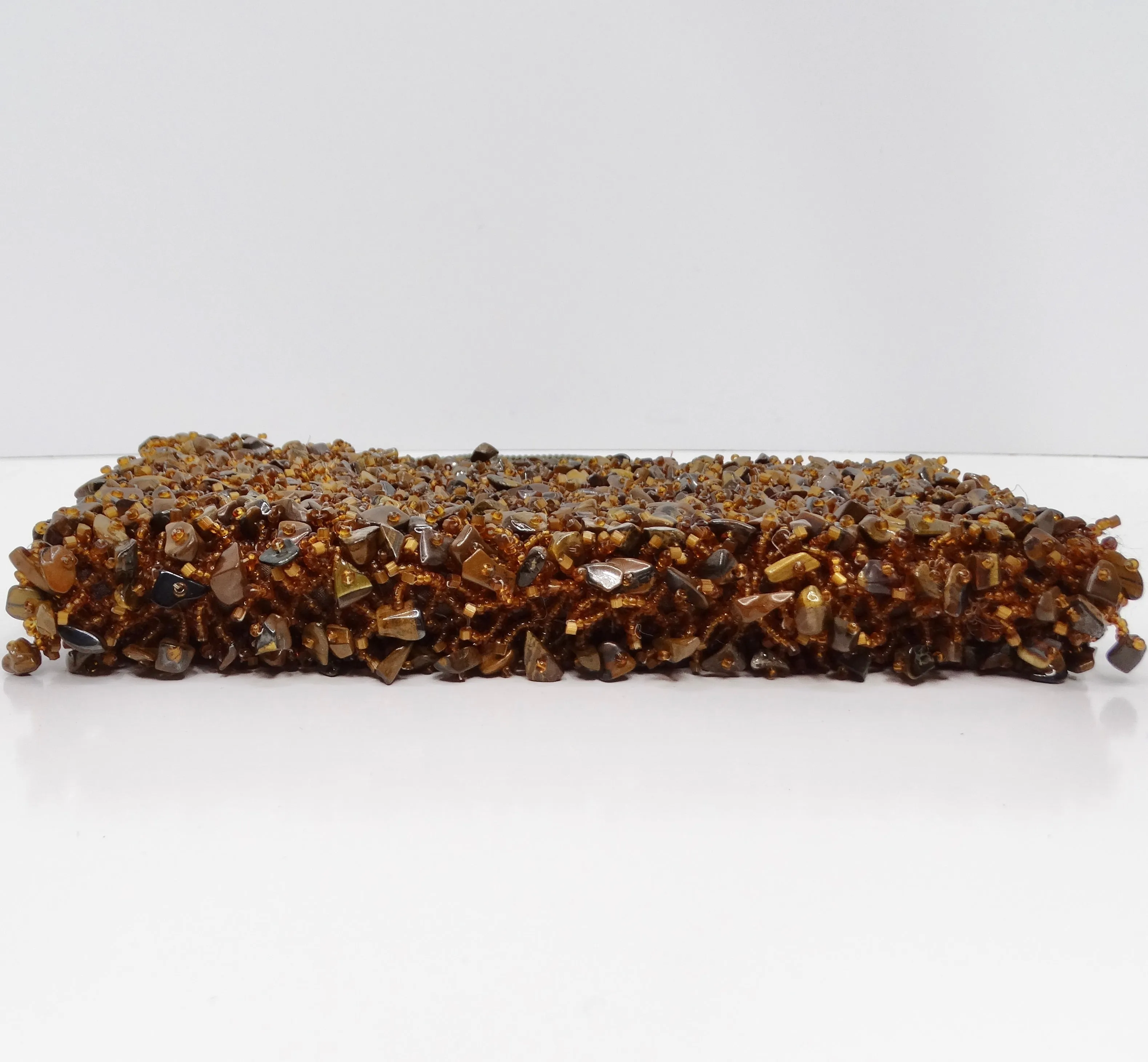 1970s Tiger Eye Stone Swarovski Crystal Embellished Handbag