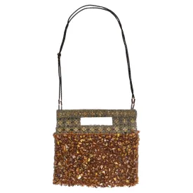 1970s Tiger Eye Stone Swarovski Crystal Embellished Handbag