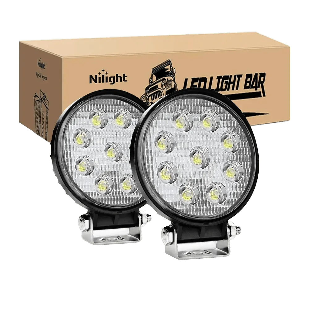 4.5 Inch 27W Round Flood LED Work Lights (Pair)