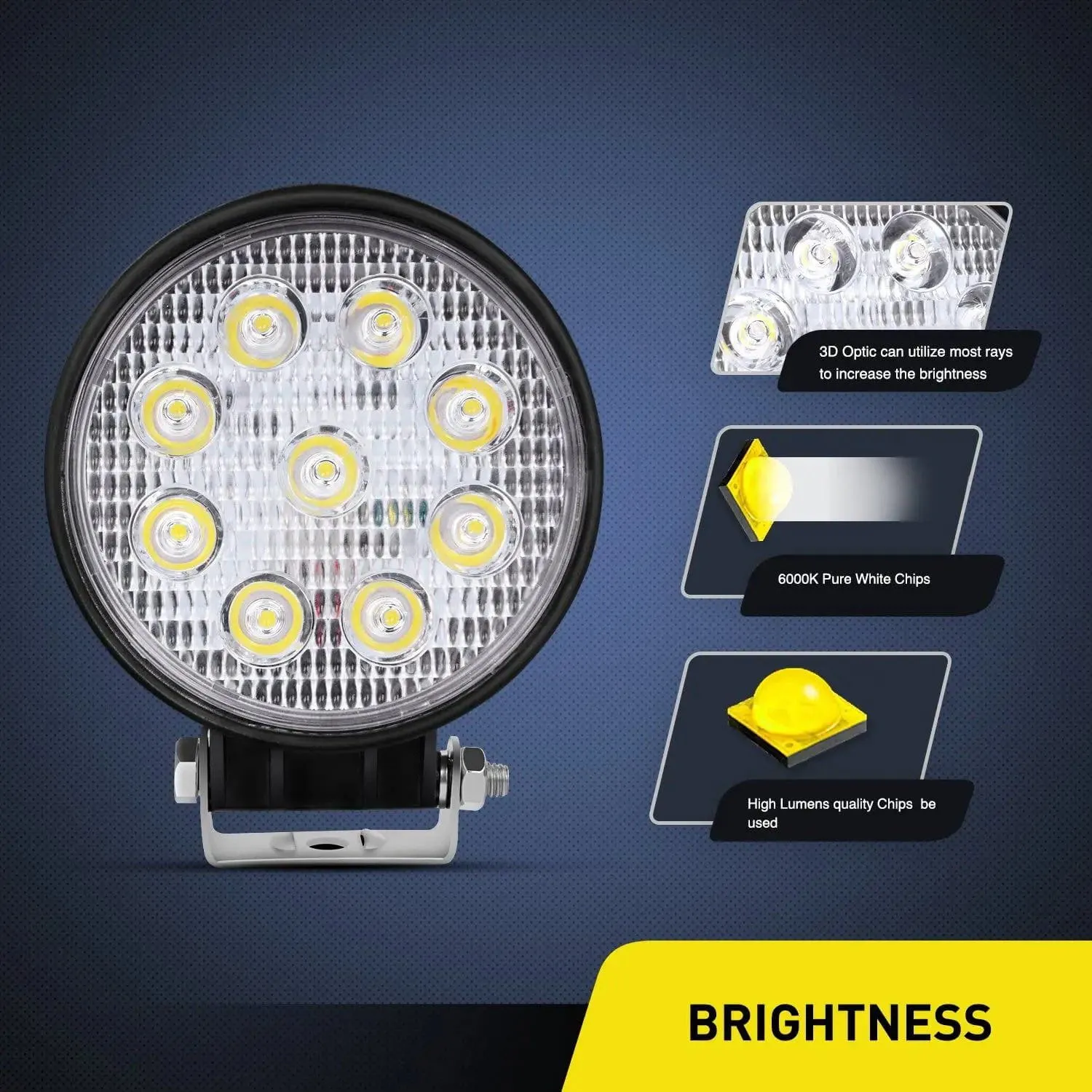 4.5 Inch 27W Round Spot LED Work Lights (Pair)