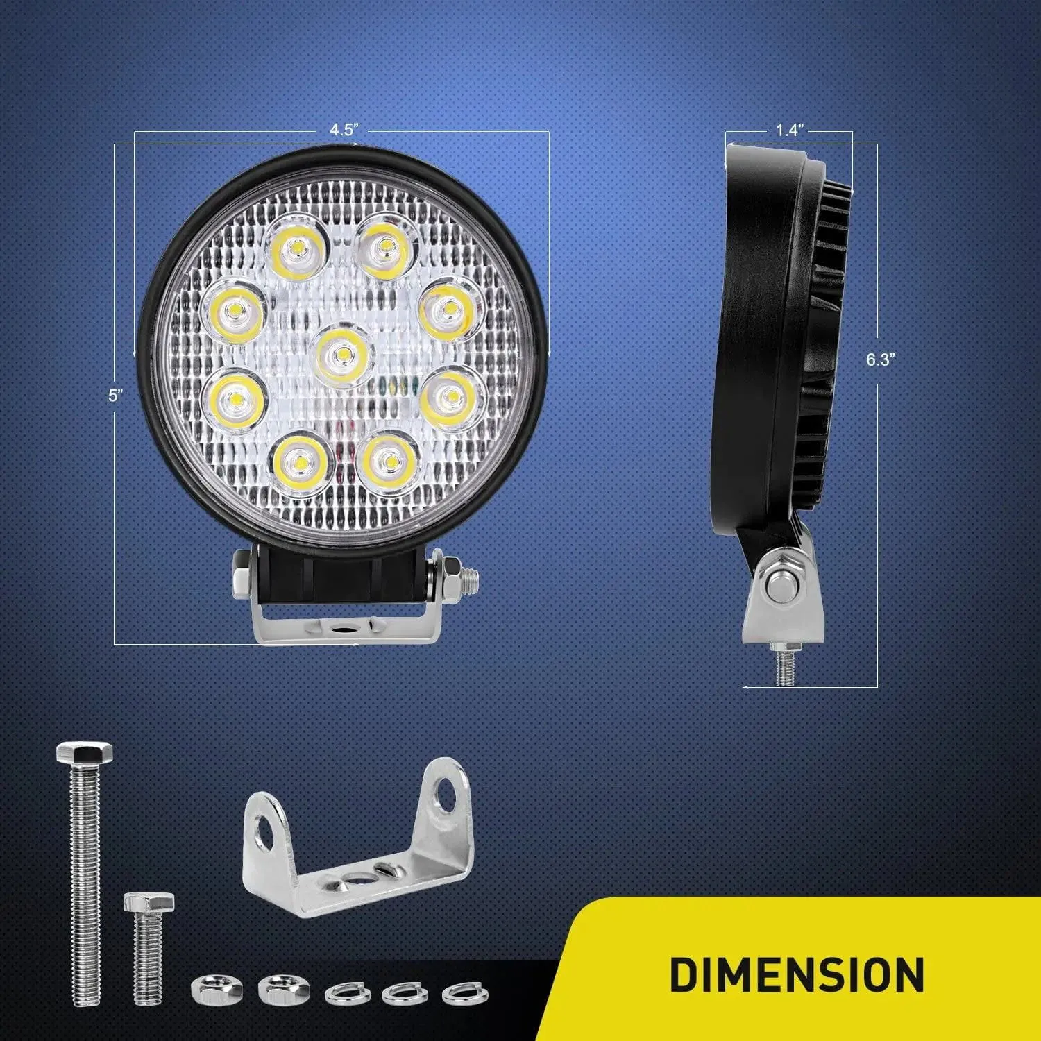 4.5 Inch 27W Round Spot LED Work Lights (Pair)