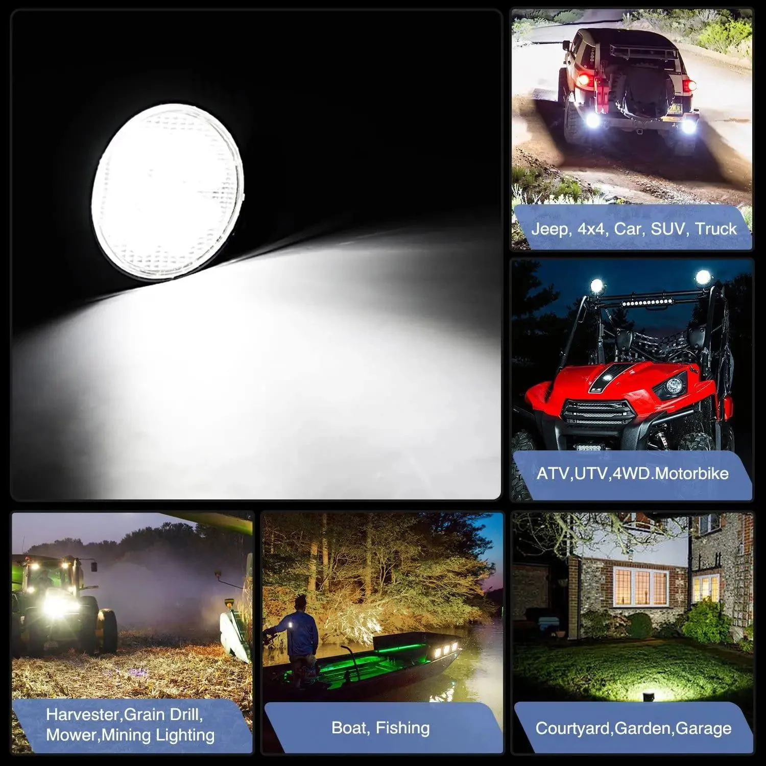 4.5 Inch 27W Round Spot LED Work Lights (Pair)