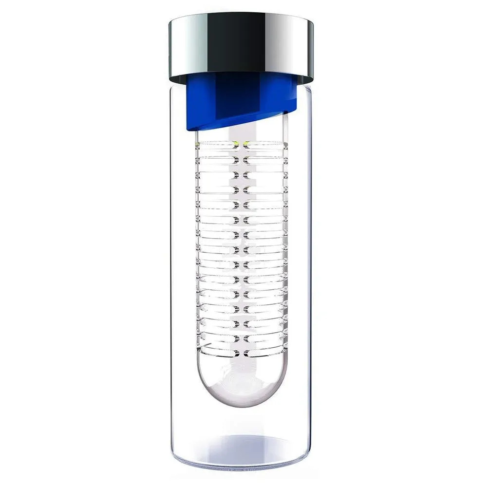 ASOBU Flavor It Glass Water Bottle With Fruit Infuser Blue 600 ml