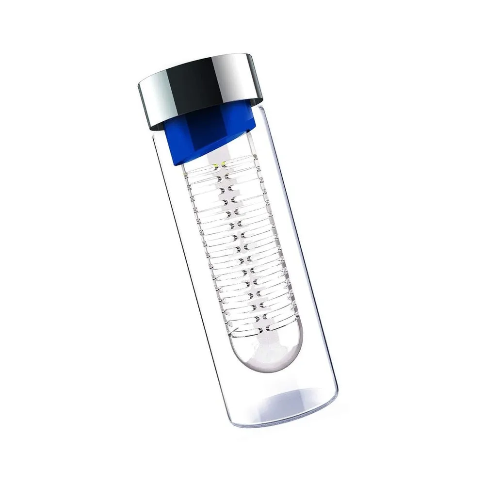 ASOBU Flavor It Glass Water Bottle With Fruit Infuser Blue 600 ml