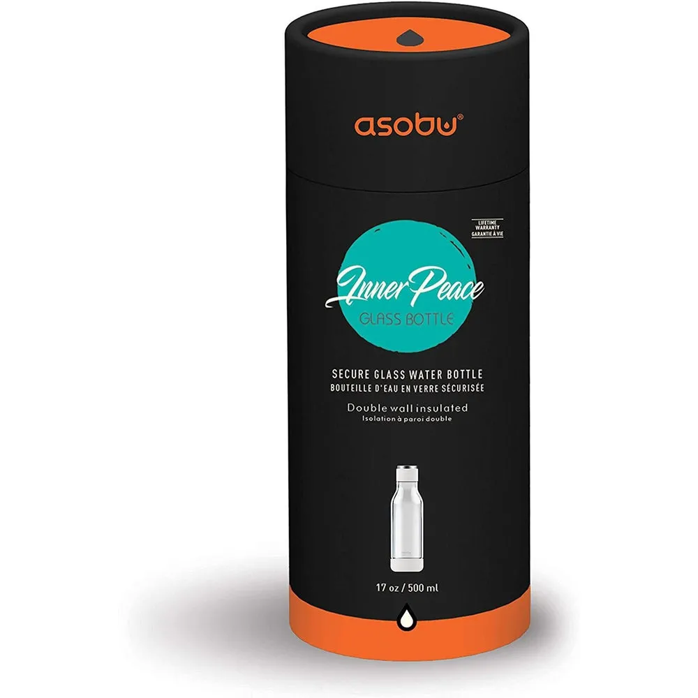 ASOBU Inner Peace Glass and Tritan Encased 17 Ounce Travel Water Bottle - Blue