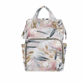Australian Floral Pink & Grey  Diaper Bag Backpack