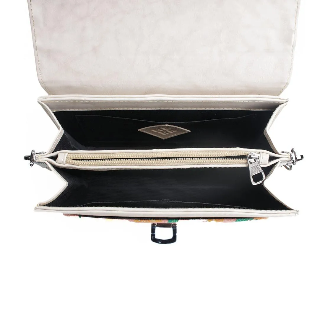Black Mini Embossed Chain Bag Rose Floral