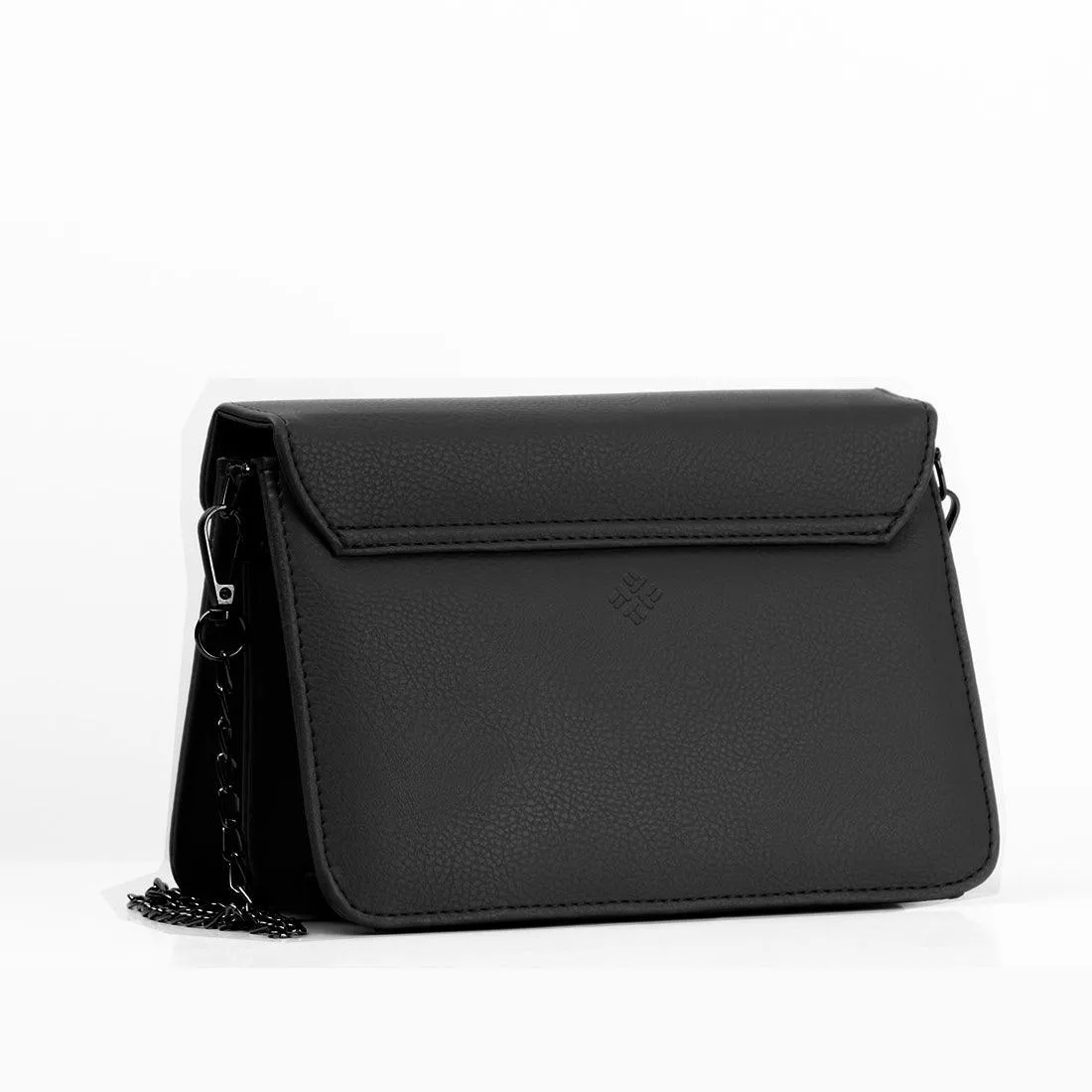 Black Mini Embossed Chain Bag Rose Floral