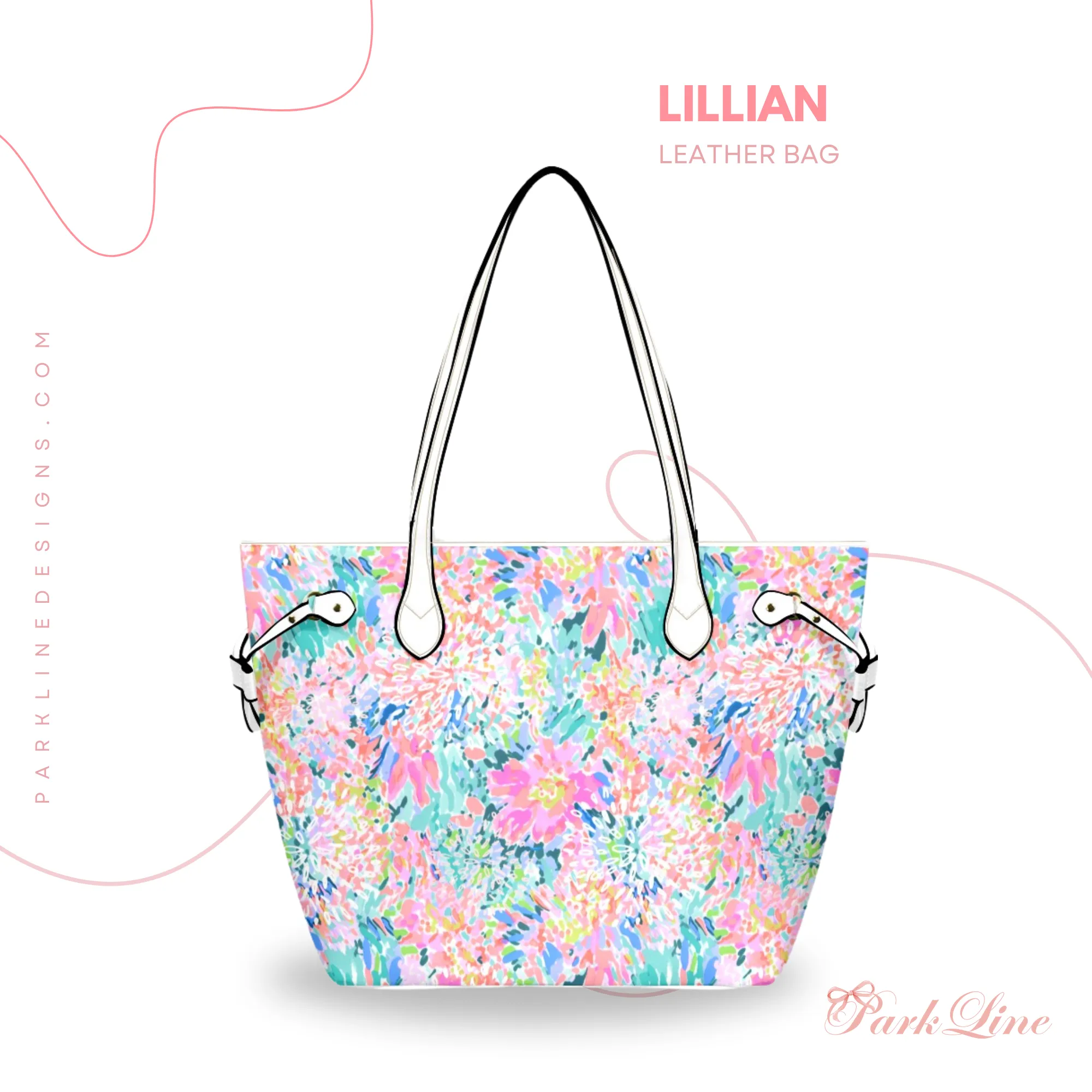 Bliss Leather Bag | Pastel Blue and Pink Floral Design | Perfect Gift for Her | Elegant & Durable Fashion Tote