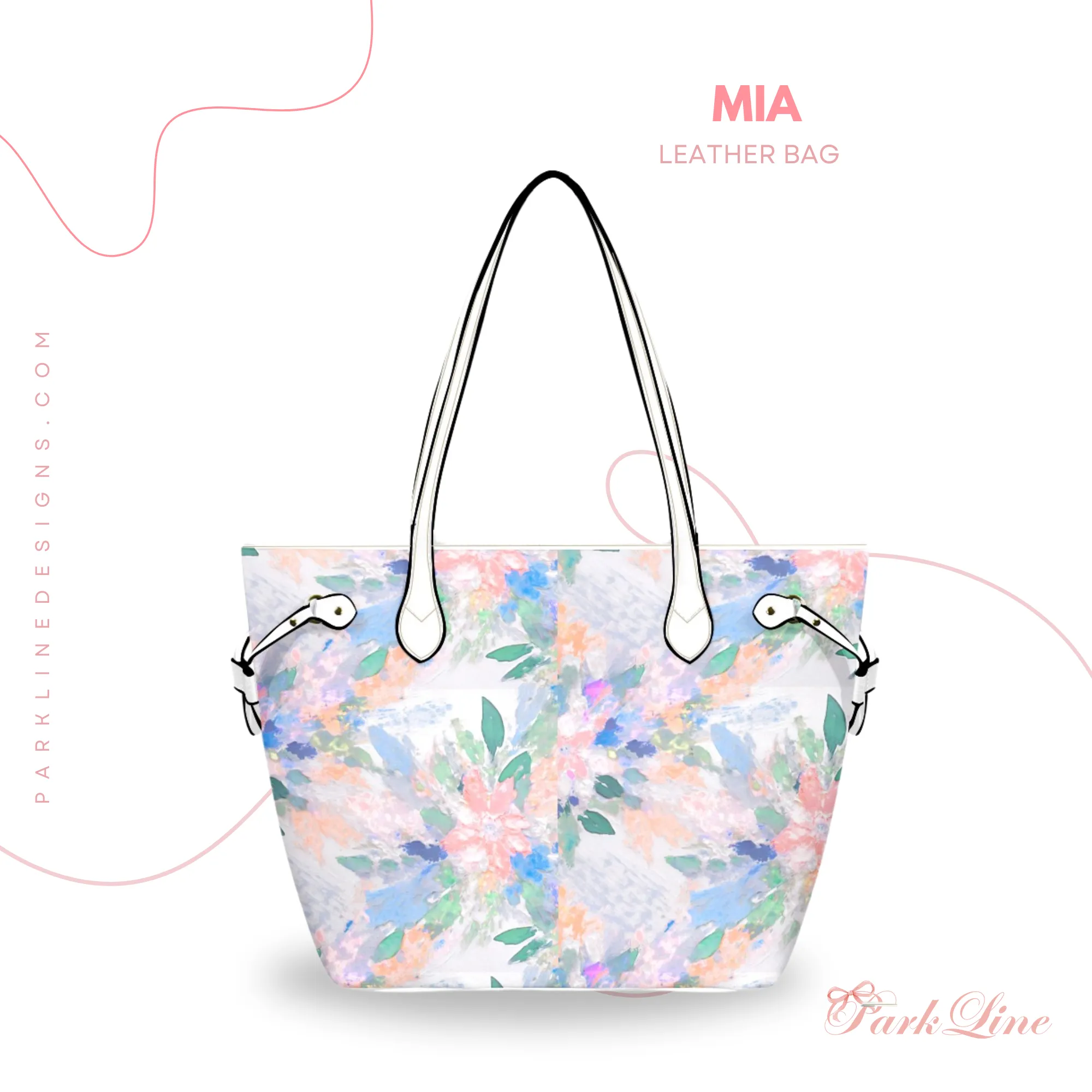 Bliss Leather Bag | Pastel Blue and Pink Floral Design | Perfect Gift for Her | Elegant & Durable Fashion Tote
