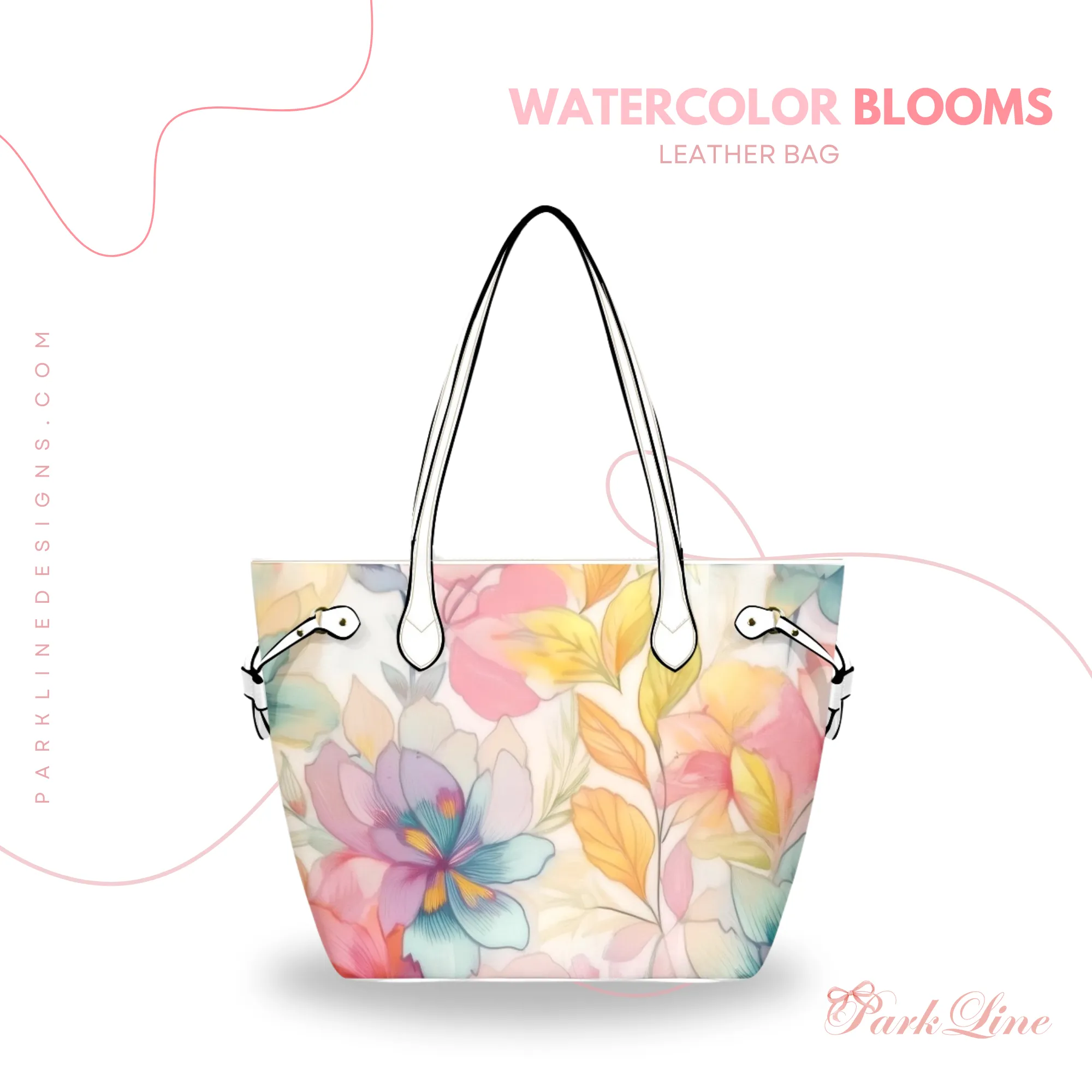 Bliss Leather Bag | Pastel Blue and Pink Floral Design | Perfect Gift for Her | Elegant & Durable Fashion Tote