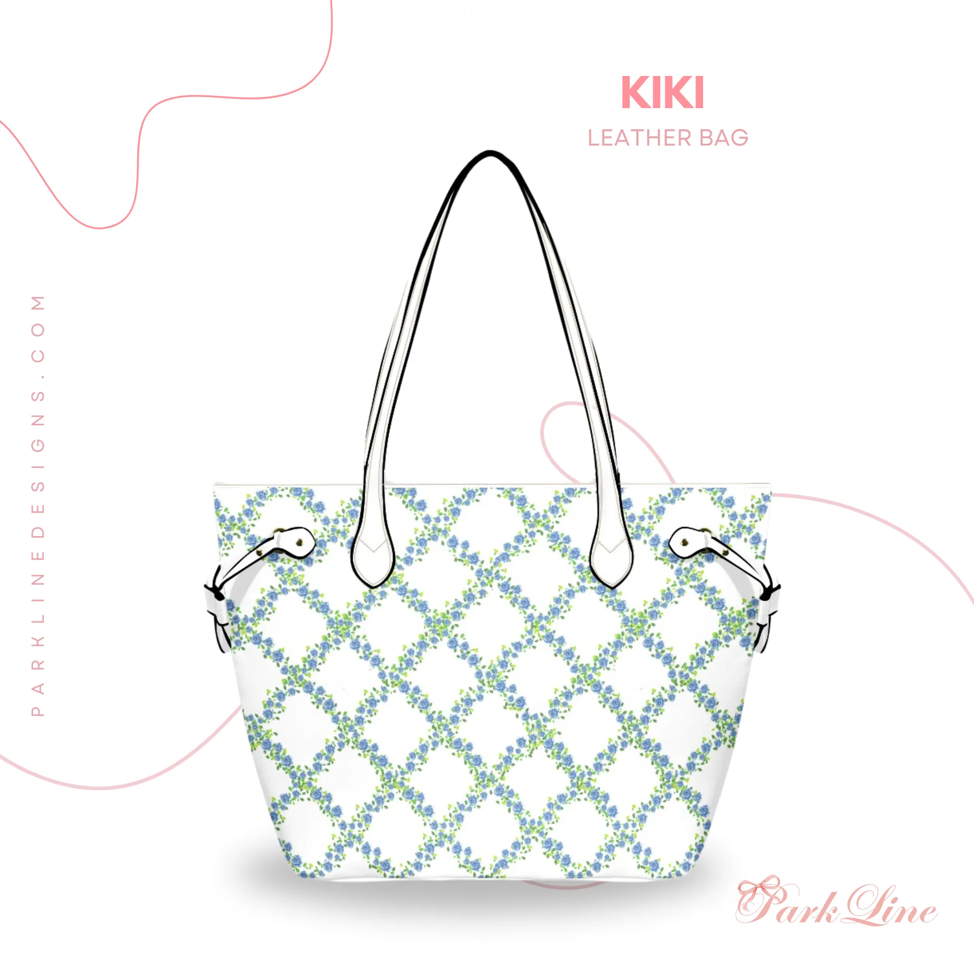 Bliss Leather Bag | Pastel Blue and Pink Floral Design | Perfect Gift for Her | Elegant & Durable Fashion Tote