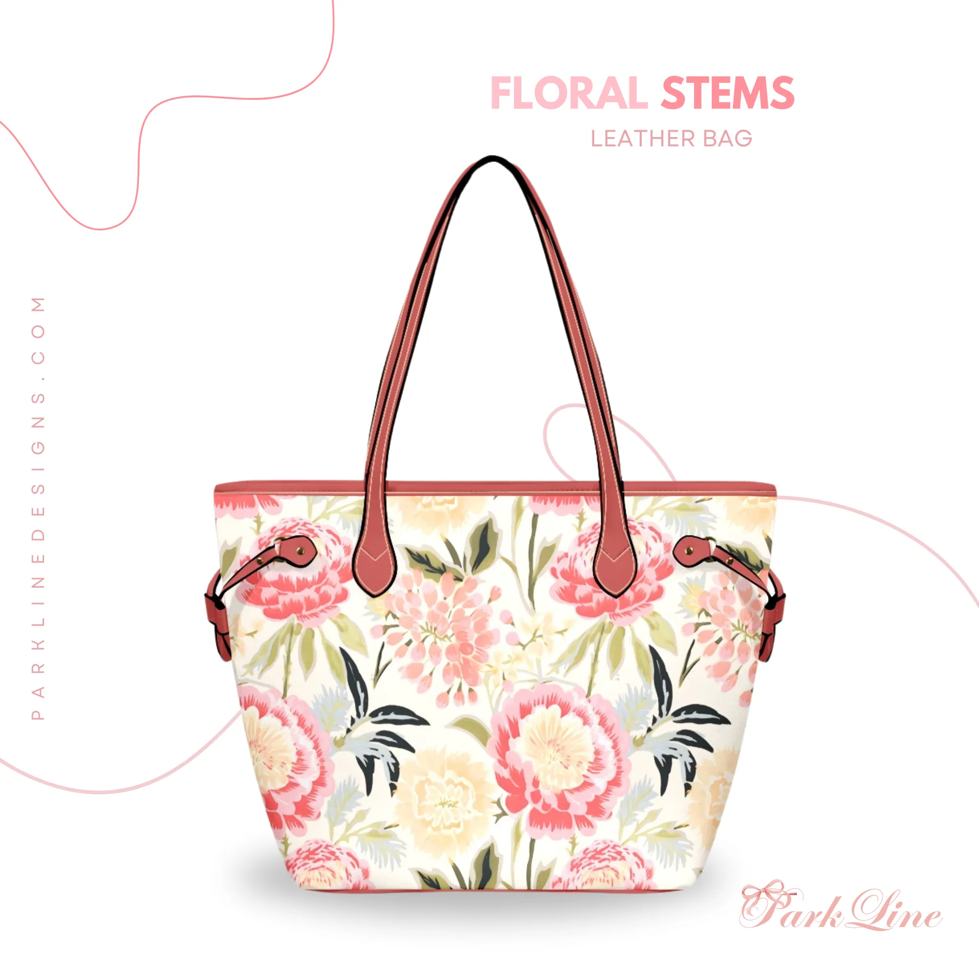 Bliss Leather Bag | Pastel Blue and Pink Floral Design | Perfect Gift for Her | Elegant & Durable Fashion Tote