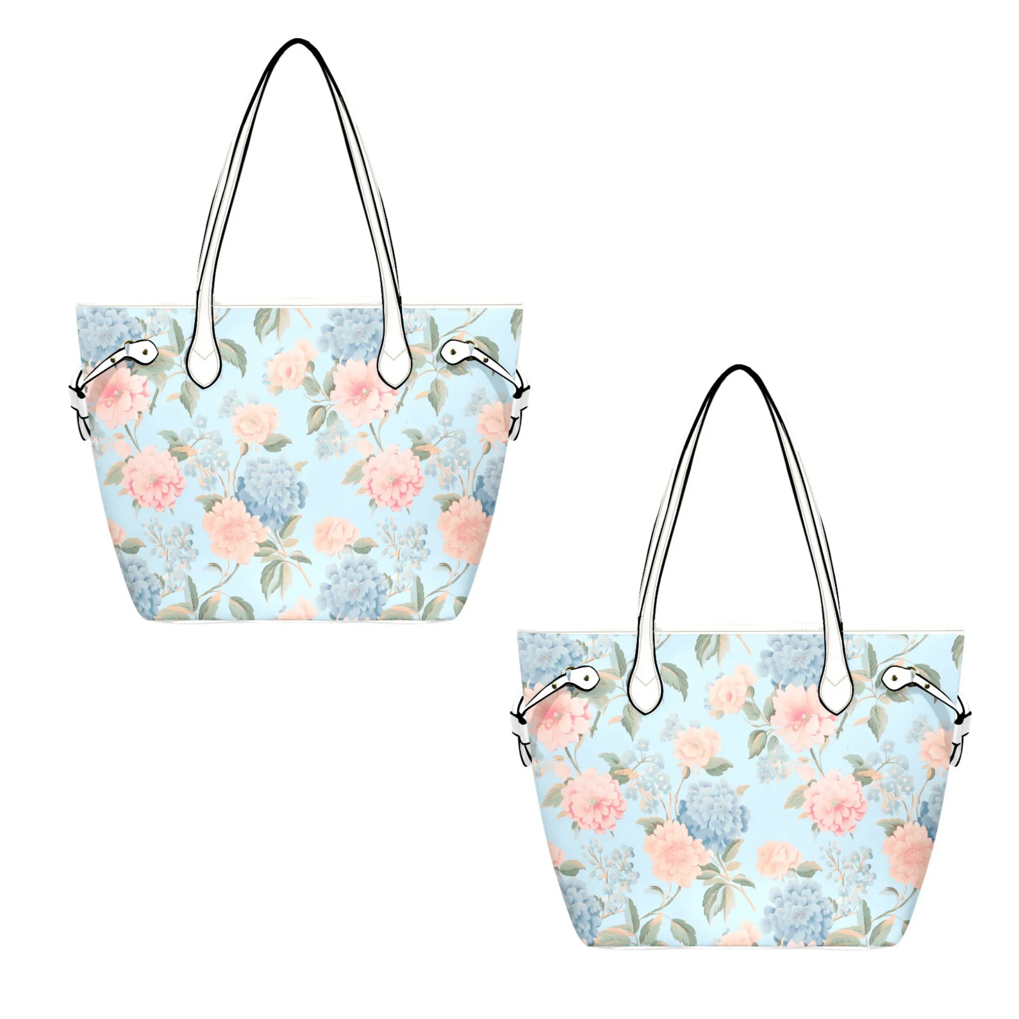 Bliss Leather Bag | Pastel Blue and Pink Floral Design | Perfect Gift for Her | Elegant & Durable Fashion Tote