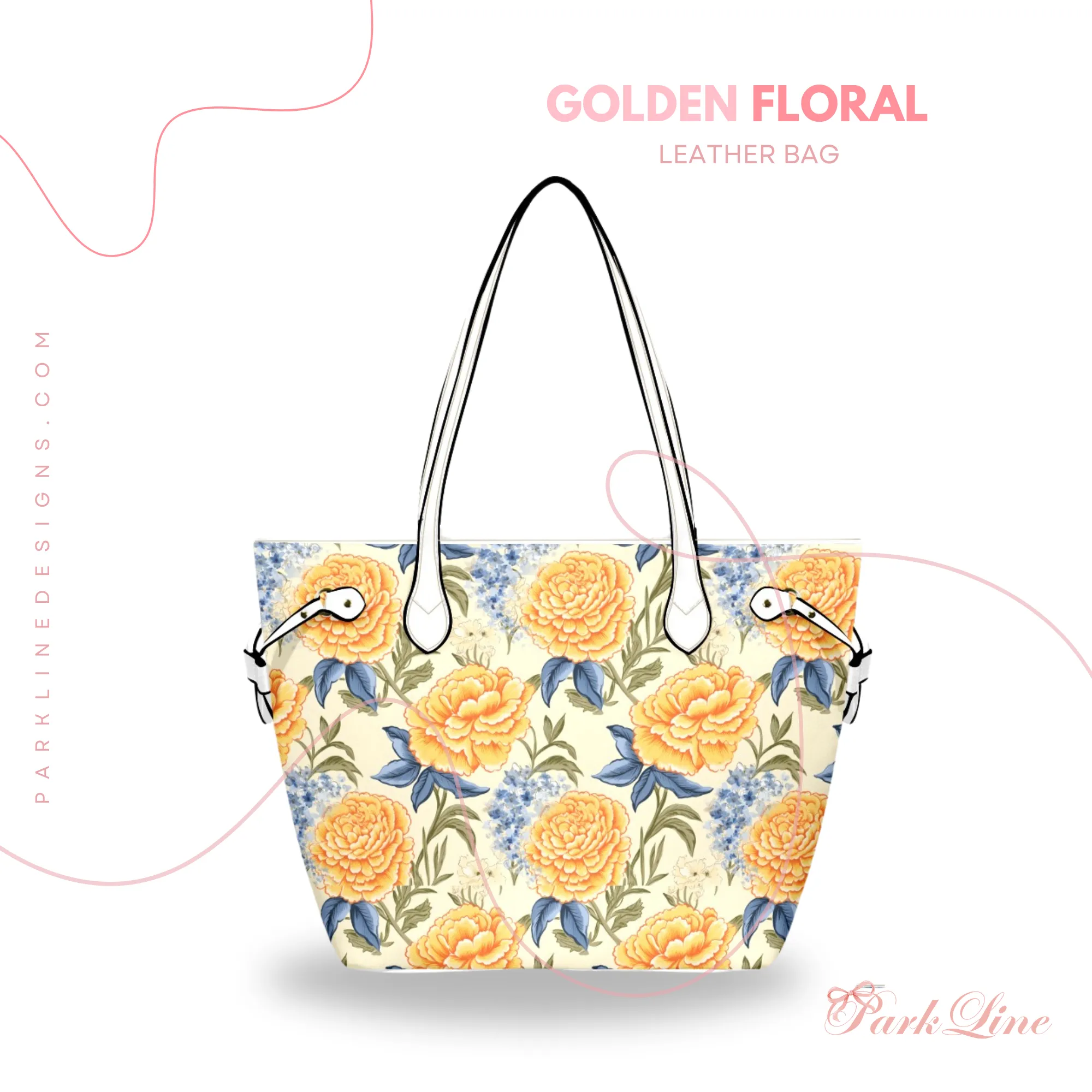 Bliss Leather Bag | Pastel Blue and Pink Floral Design | Perfect Gift for Her | Elegant & Durable Fashion Tote