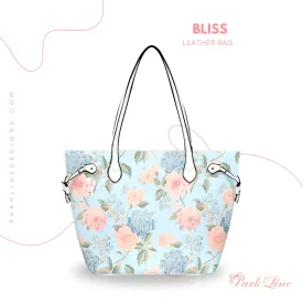 Bliss Leather Bag | Pastel Blue and Pink Floral Design | Perfect Gift for Her | Elegant & Durable Fashion Tote