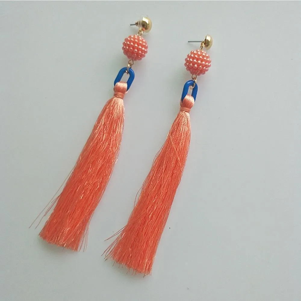 Bohemia charm high quality jewelry pendants with mix color tassel earring party