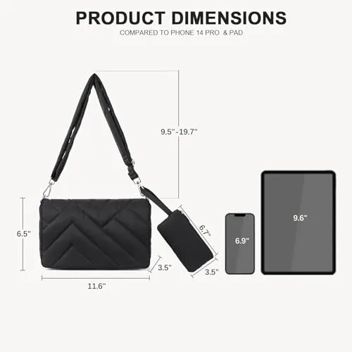 BOSTANTEN Quilted Crossbody Bags for Women Puffer Bag Designer Purse Lightweight Shoulder Handbags