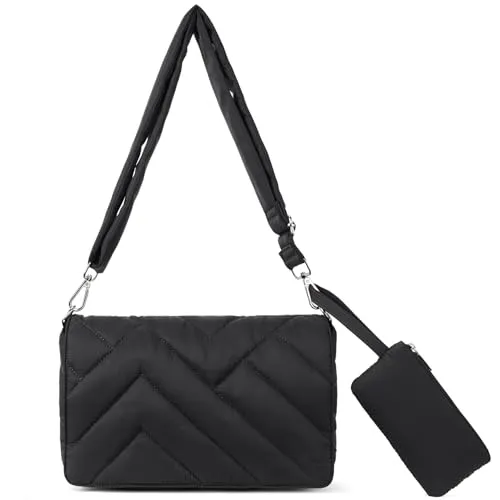 BOSTANTEN Quilted Crossbody Bags for Women Puffer Bag Designer Purse Lightweight Shoulder Handbags