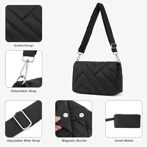 BOSTANTEN Quilted Crossbody Bags for Women Puffer Bag Designer Purse Lightweight Shoulder Handbags