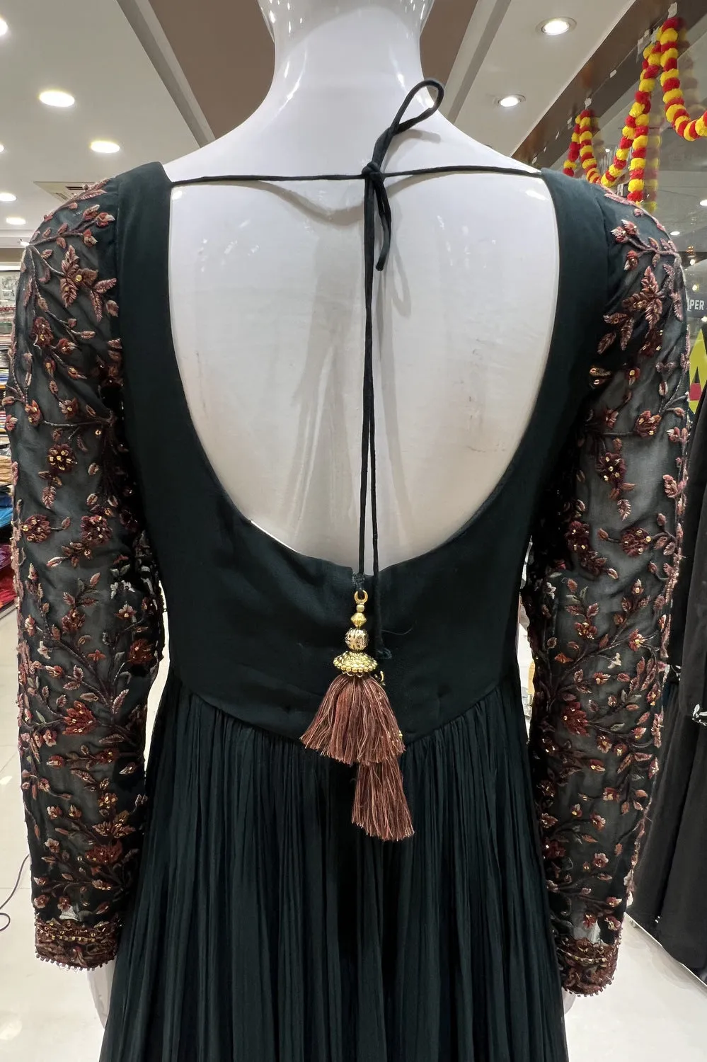 Bottle Green Embroidery and Beads work Floor Length Anarkali Suit