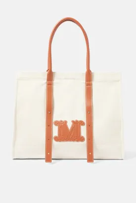 Brava Canvas Handbag in Sand and Brown