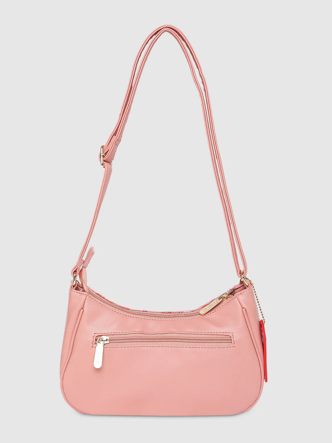 Caprese Emily In Paris Printed Hobo Handbag Salmon