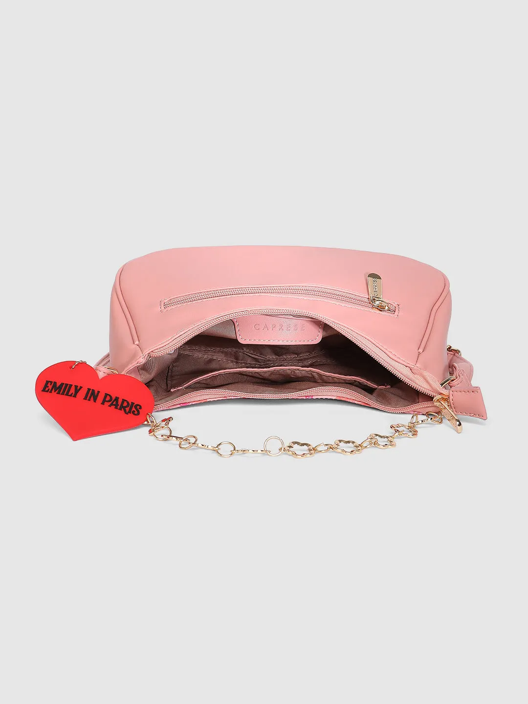 Caprese Emily In Paris Printed Hobo Handbag Salmon