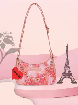 Caprese Emily In Paris Printed Hobo Handbag Salmon