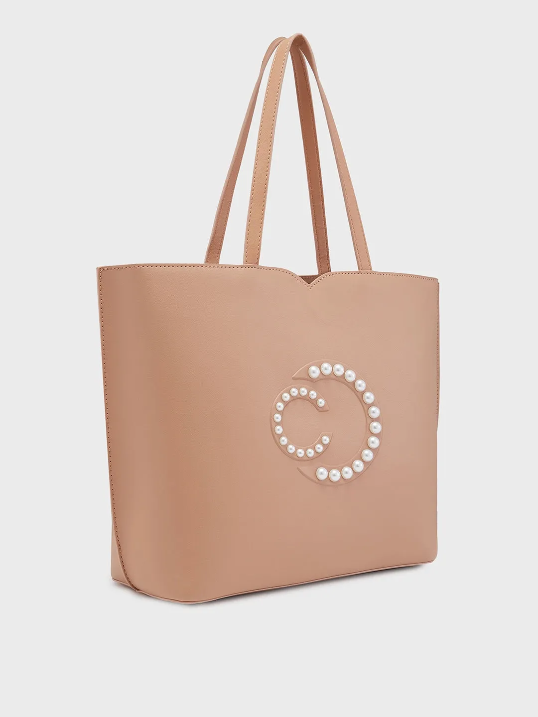 Caprese Pink Cloud Tote Medium Solid Women'S Office Handbag Brown