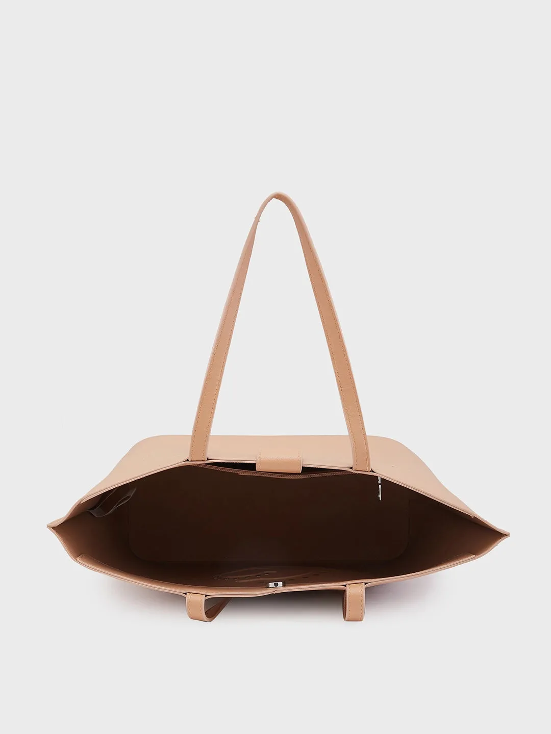 Caprese Pink Cloud Tote Medium Solid Women'S Office Handbag Brown