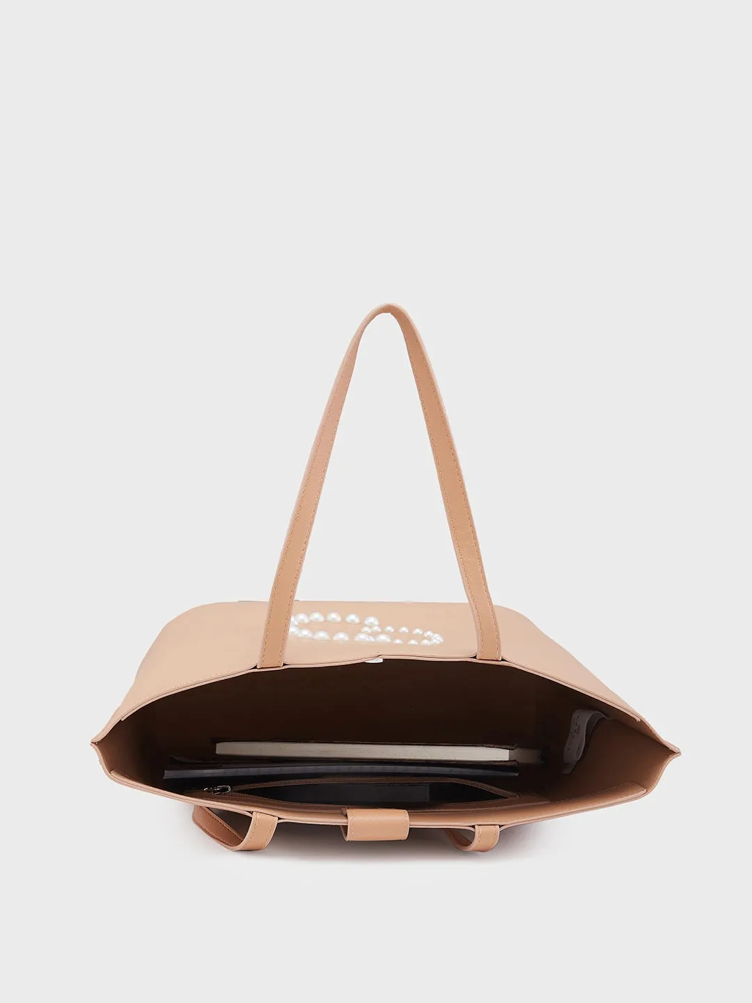Caprese Pink Cloud Tote Medium Solid Women'S Office Handbag Brown