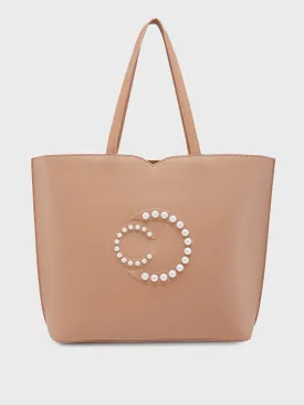 Caprese Pink Cloud Tote Medium Solid Women'S Office Handbag Brown
