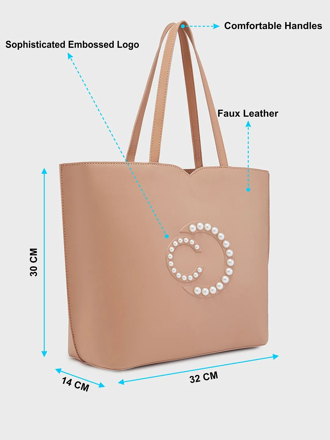 Caprese Pink Cloud Tote Medium Solid Women'S Office Handbag Brown