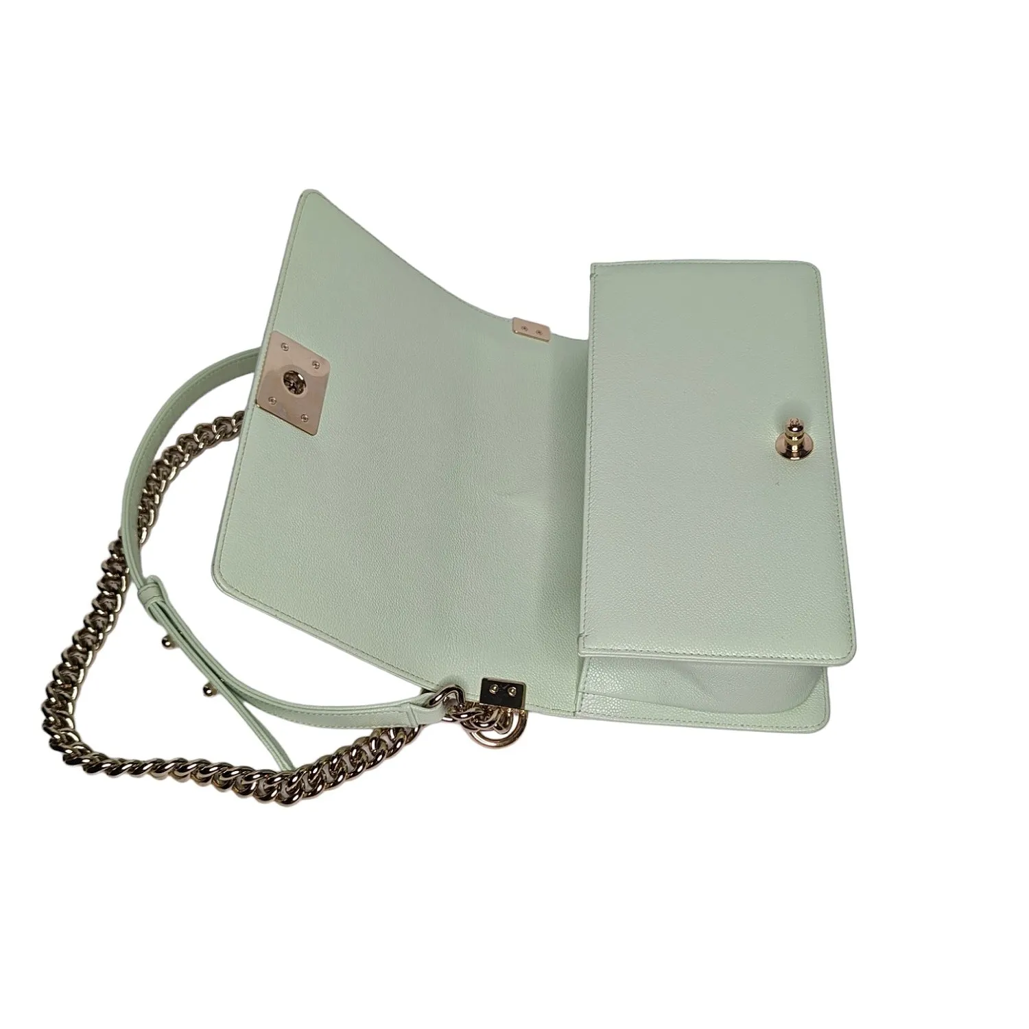 Chanel bag Caviar Chevron Quilted Medium Boy Flap Light Green