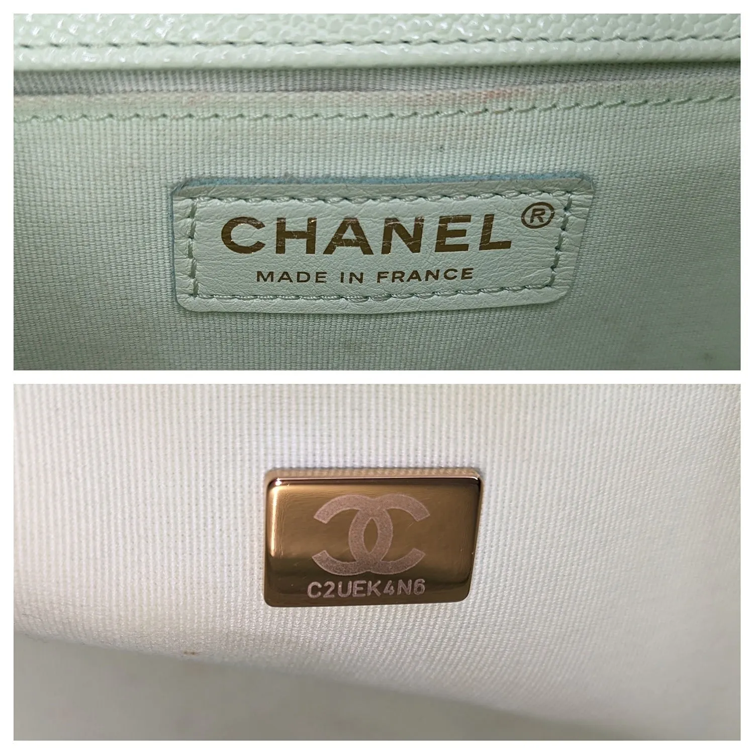 Chanel bag Caviar Chevron Quilted Medium Boy Flap Light Green