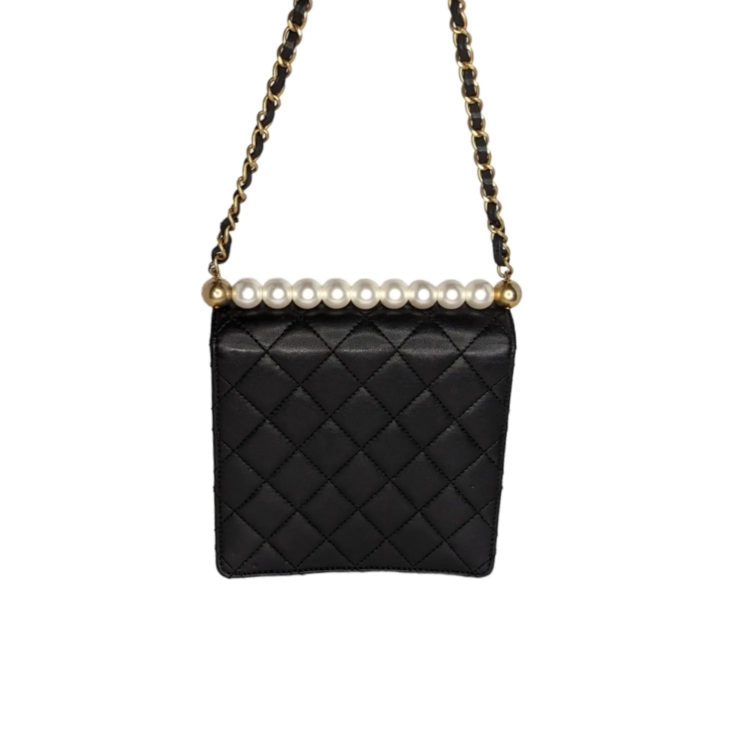 Chanel Bag Small Goatskin Quilted Chic Pearls Crossbody Flap