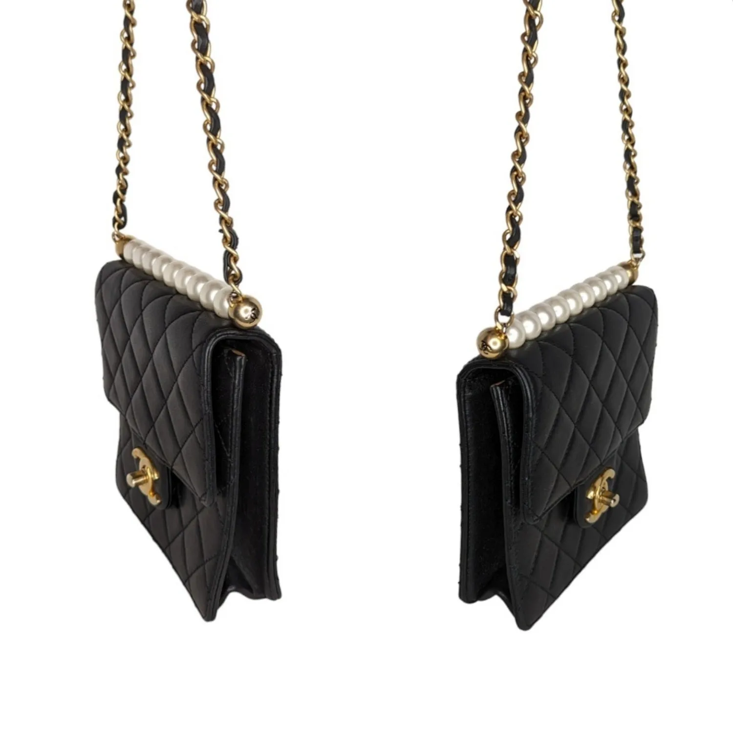 Chanel Bag Small Goatskin Quilted Chic Pearls Crossbody Flap