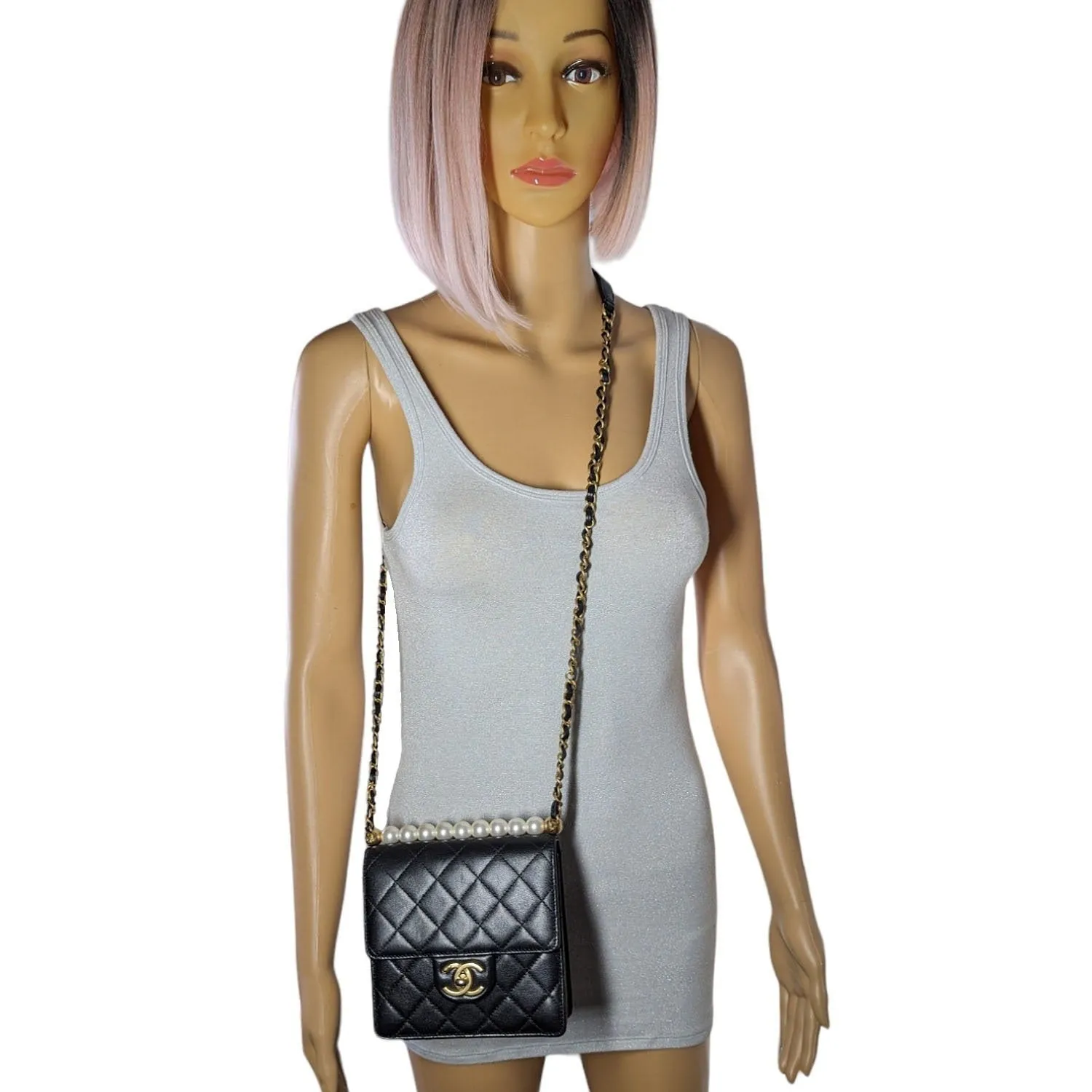 Chanel bag Small Goatskin Quilted Chic Pearls Flap Bag