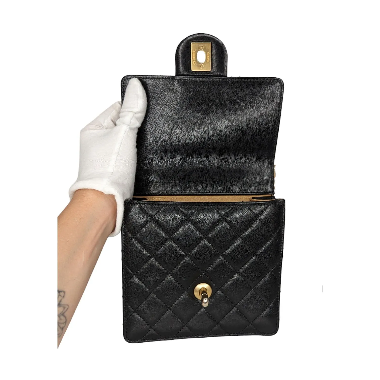 Chanel bag Small Goatskin Quilted Chic Pearls Flap Bag