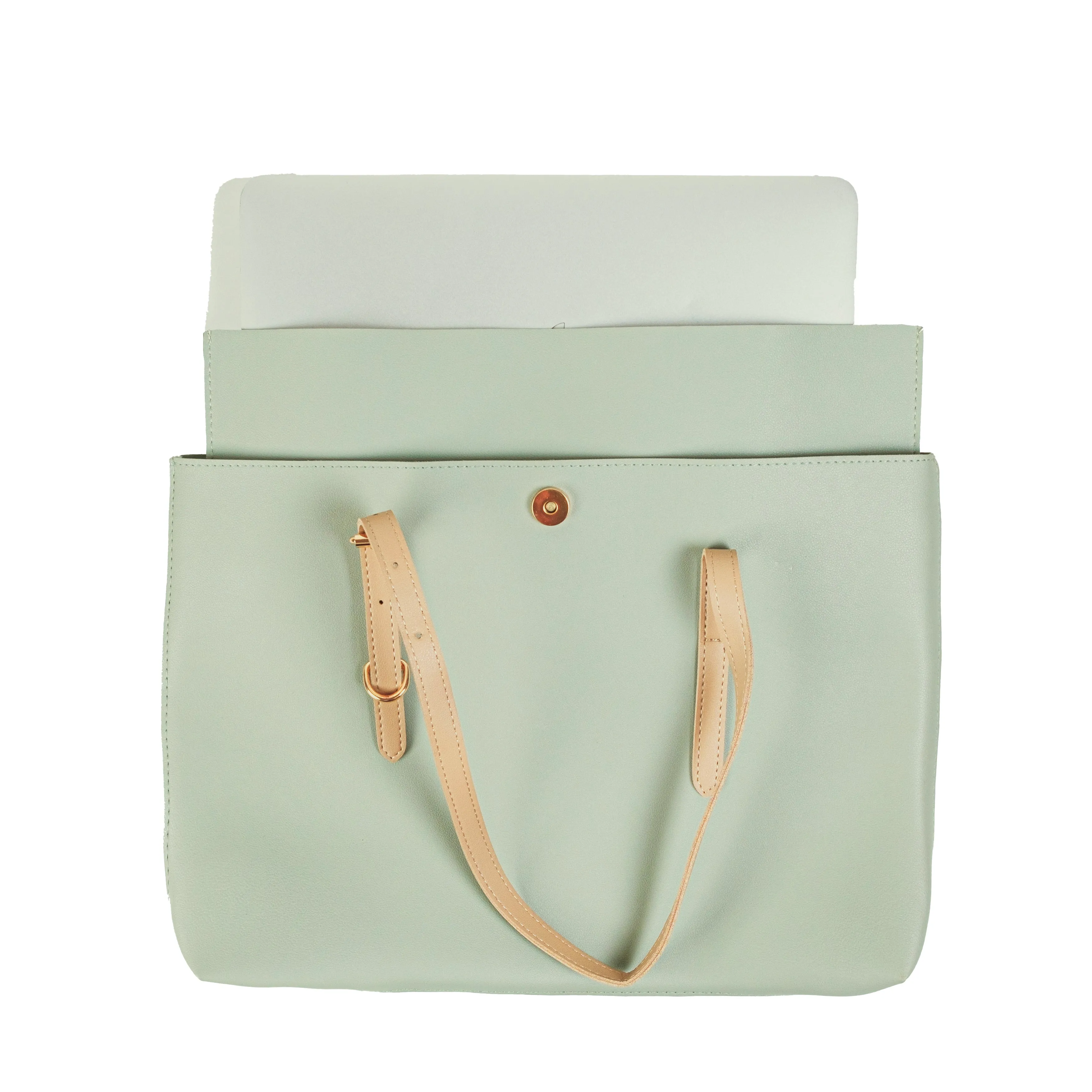 Chokore Adjustable Tote Bag with Laptop Sleeve (Light Green)