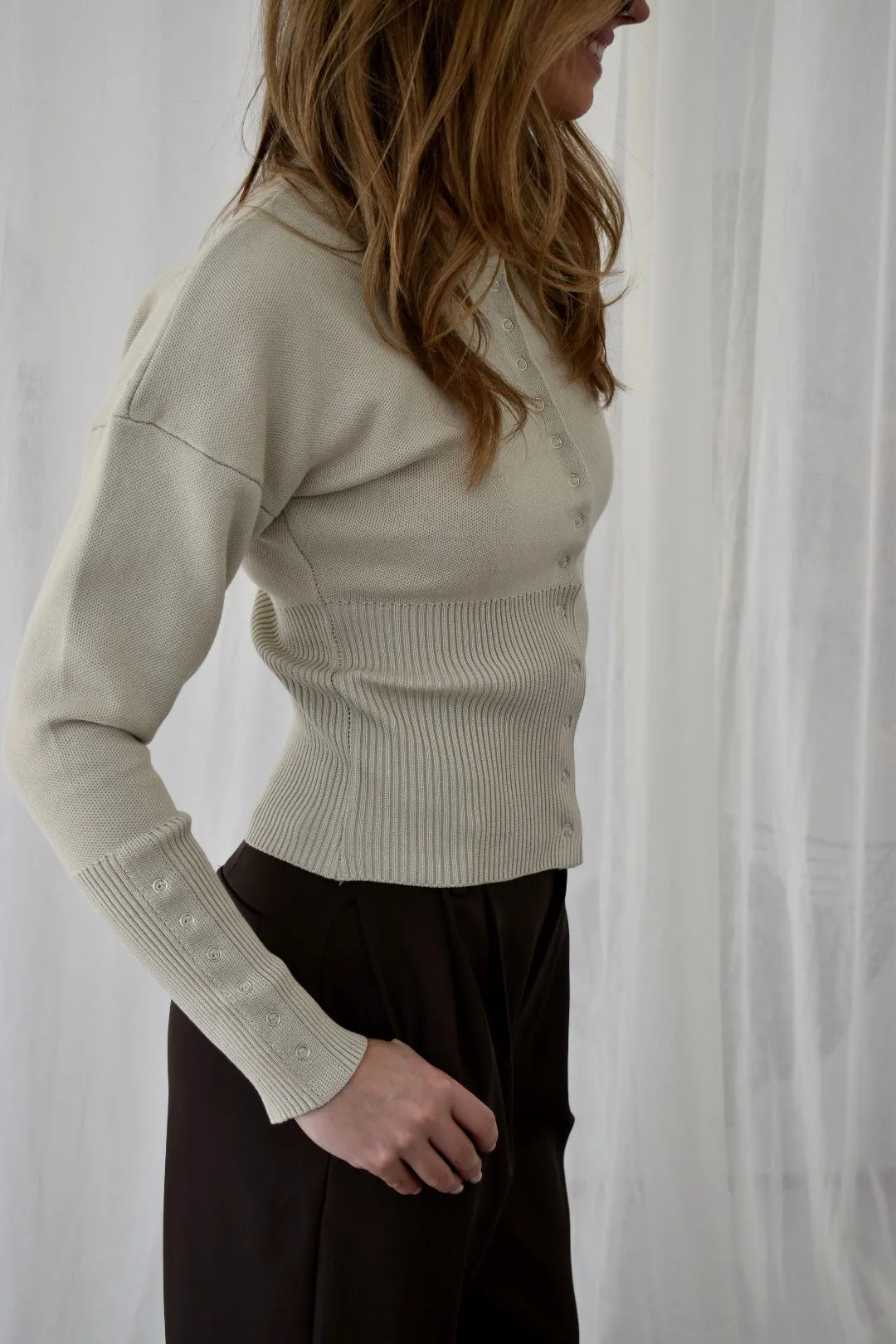 City top lange mouw - Sage green
