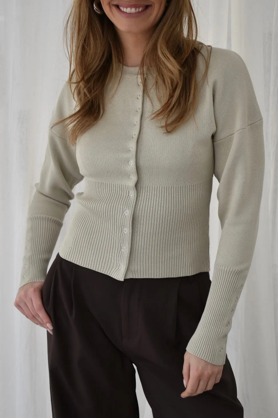 City top lange mouw - Sage green