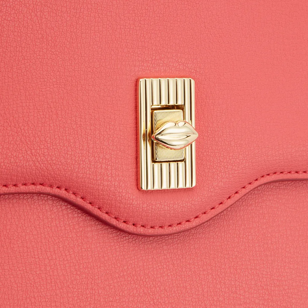 CORAL LARGE LIP TURN LOCK QUEENIE HANDBAG