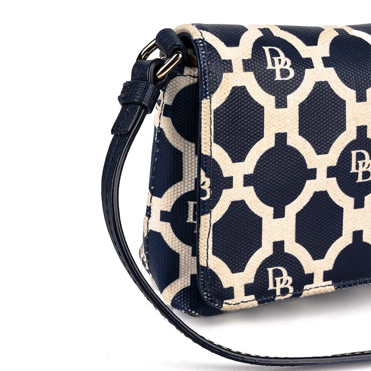 Dooney & Bourke Logo Pattern Shoulder Bags Leather Blue Colour For Women