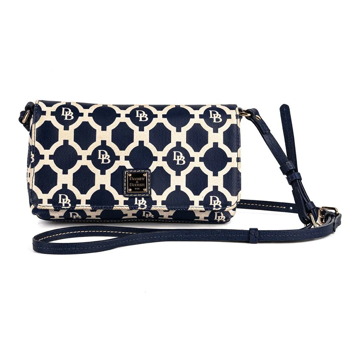 Dooney & Bourke Logo Pattern Shoulder Bags Leather Blue Colour For Women