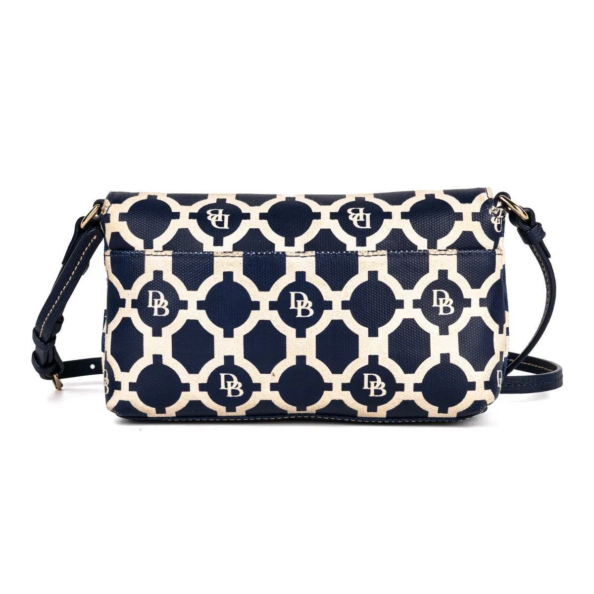 Dooney & Bourke Logo Pattern Shoulder Bags Leather Blue Colour For Women