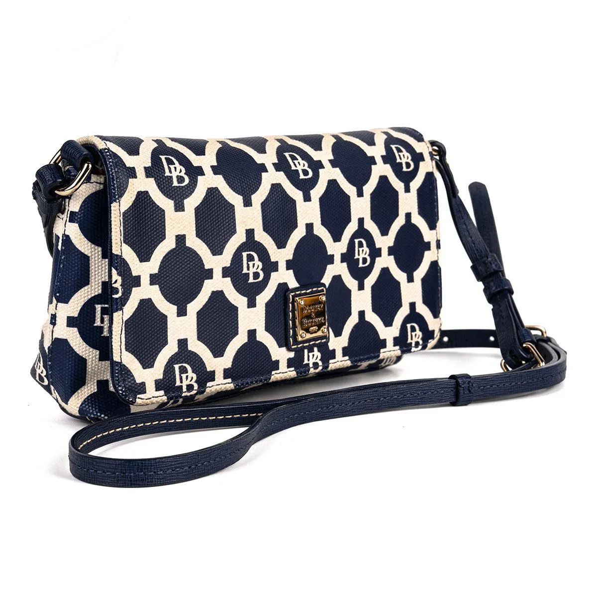 Dooney & Bourke Logo Pattern Shoulder Bags Leather Blue Colour For Women