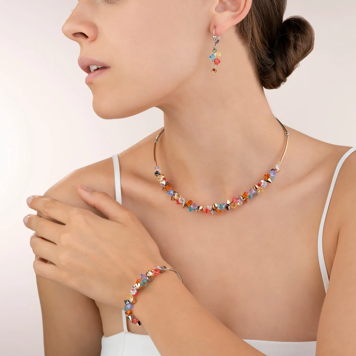 Earrings Crystals & stainless steel multicolour pastel 1