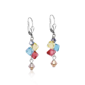 Earrings Crystals & stainless steel multicolour pastel 1